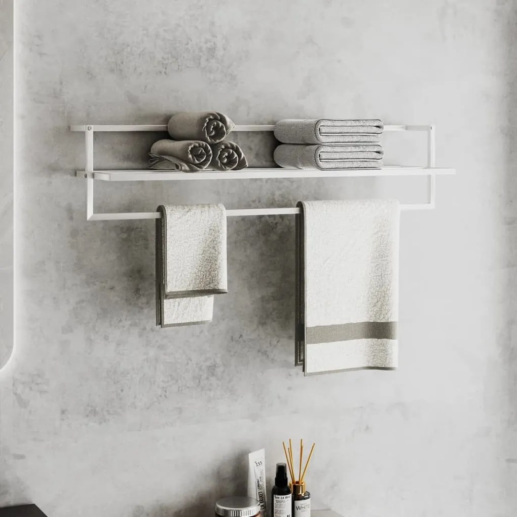 343093 vidaXL Toalheiro 95x25x22 cm ferro branco