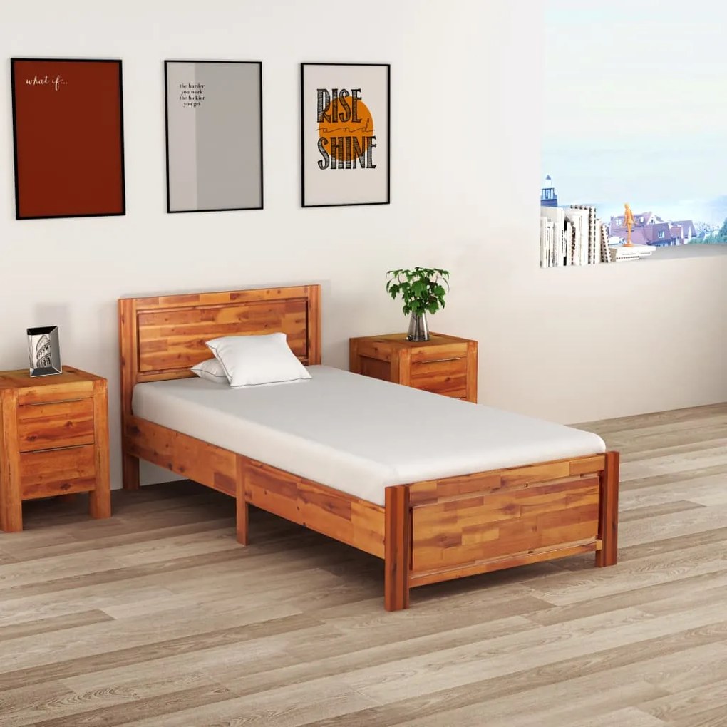 Estrutura de cama 90x200 cm madeira de acácia maciça