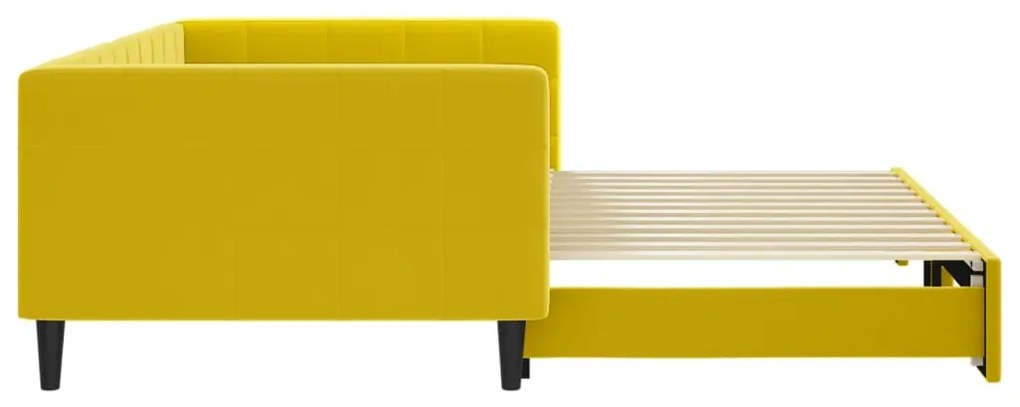 Sofá-cama com gavetão 100x200 cm veludo amarelo