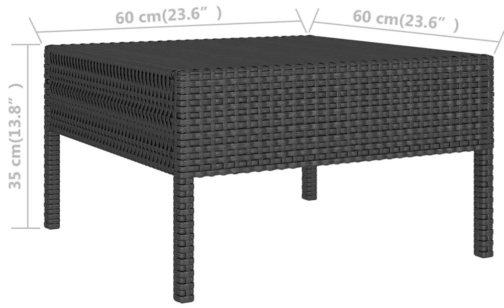 6 pcs conjunto lounge de jardim c/ almofadões vime PE preto