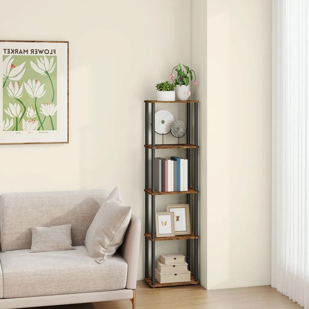 Estante sala 23,8 x 38 x 139 cm com 5 níveis castanha-preto
