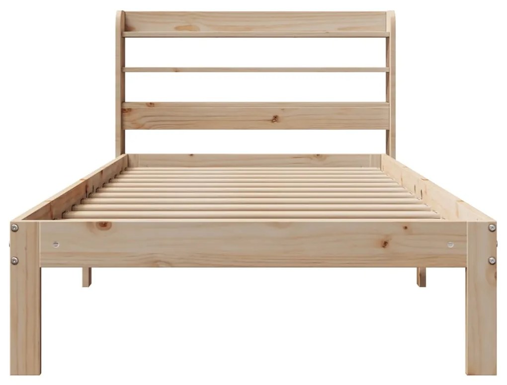 Estrutura de cama com cabeceira 75x190 cm pinho maciço
