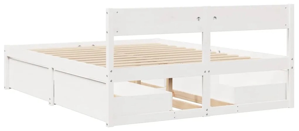Cama sem colchão 140x200 cm madeira de pinho maciça branco