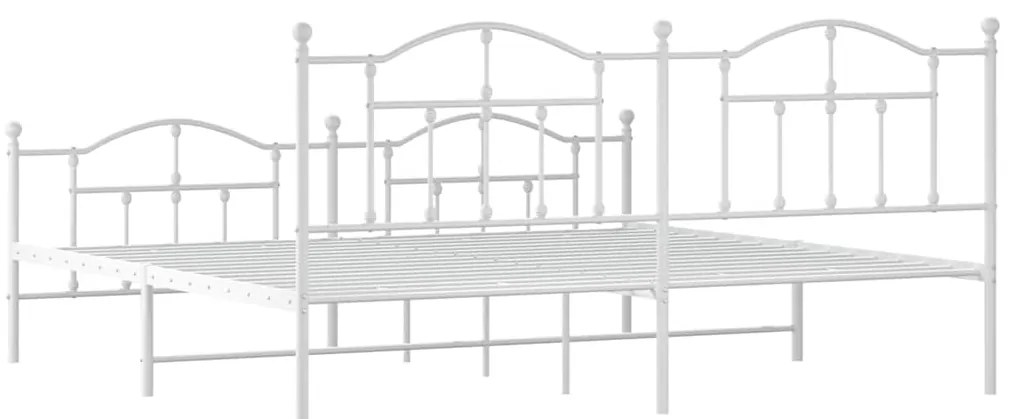 Estrutura de cama com cabeceira e pés 193x203 cm metal branco
