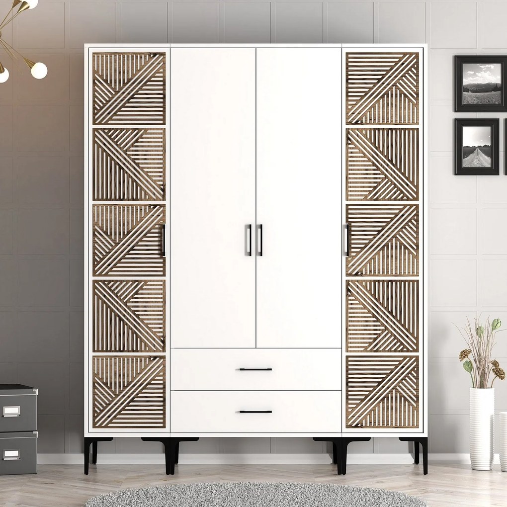 Guarda-roupa Kumsal PTP – Branco – 160 cm x 47,5 cm x 201,4 cm