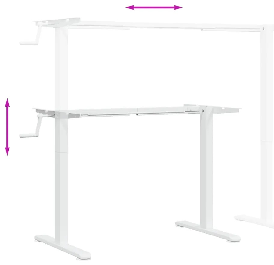 Estrutura de secretária de pé (94-135)x60x(70-114)cm aço branco