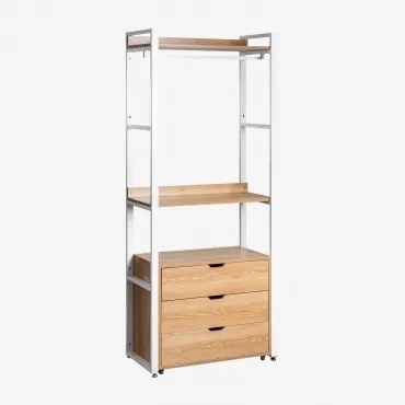 Armário Aberto Com Gavetas Em Aço E Mdf Ariaster Natural - Sklum
