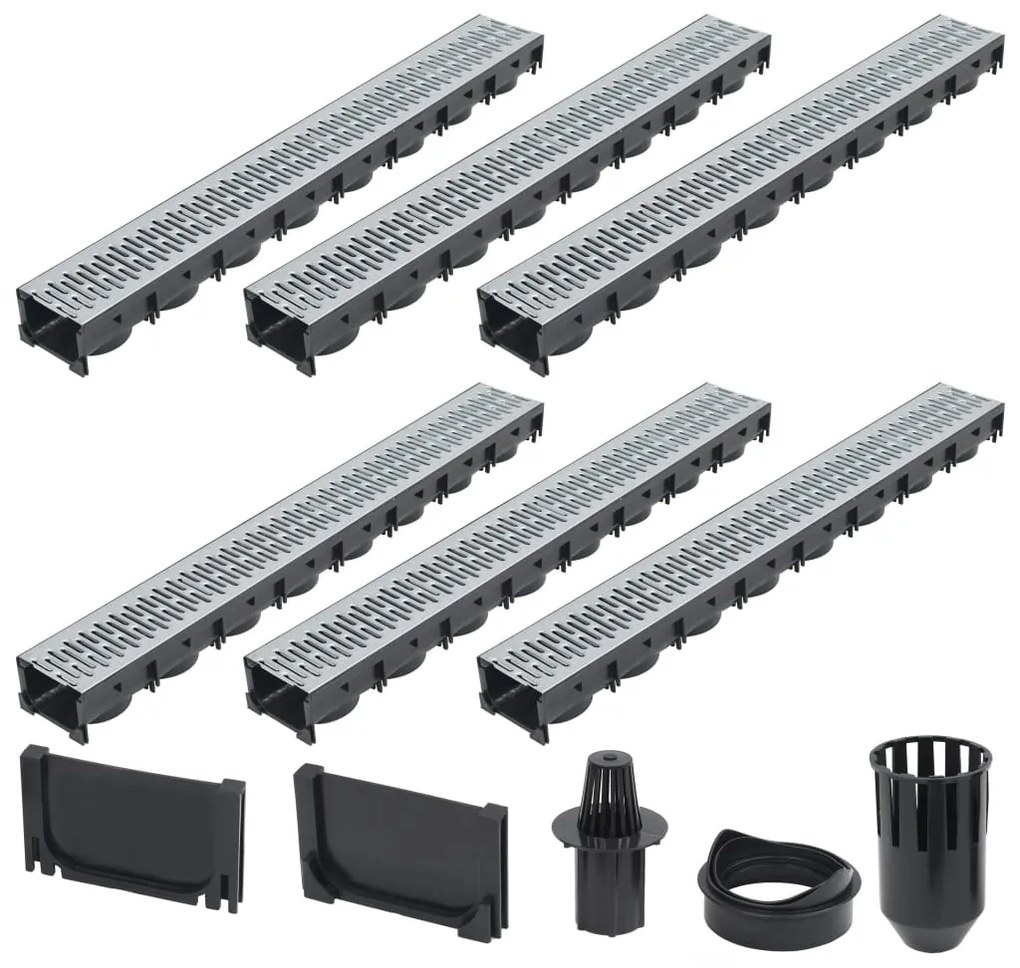 vidaXL Canais de drenagem 6 pcs aço galvanizado 6 m