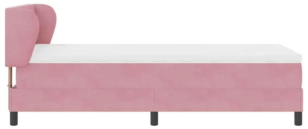 Cama Box Spring com Colchão Cor-de-Rosa 90x200 cm em Veludo