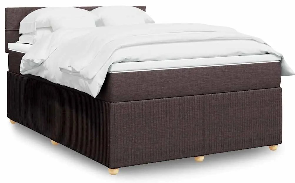 Cama com molas/colchão 160x200 cm tecido castanho-escuro
