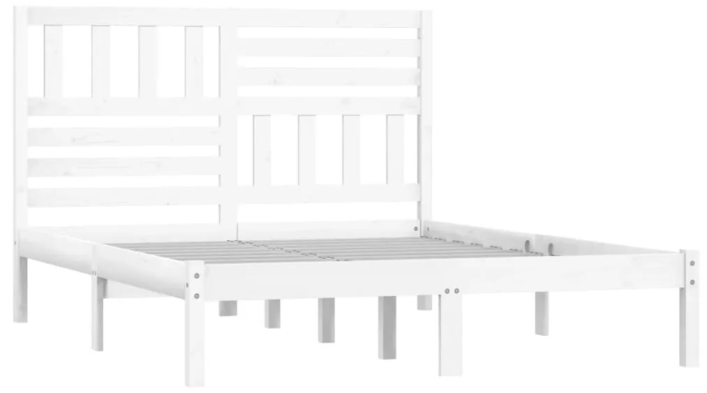 Estrutura de cama de casal 135x190 cm pinho maciço branco