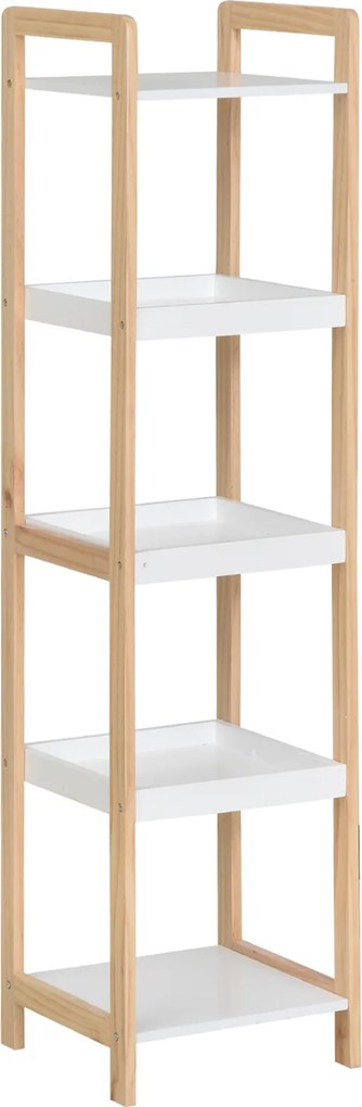 HOMCOM Estante em Bambu para Casa de Banho Estante Vertical 3 cestos + 2 prateleiras dim. 32L x 30l x 130H cm Bege Branco | Aosom Portugal