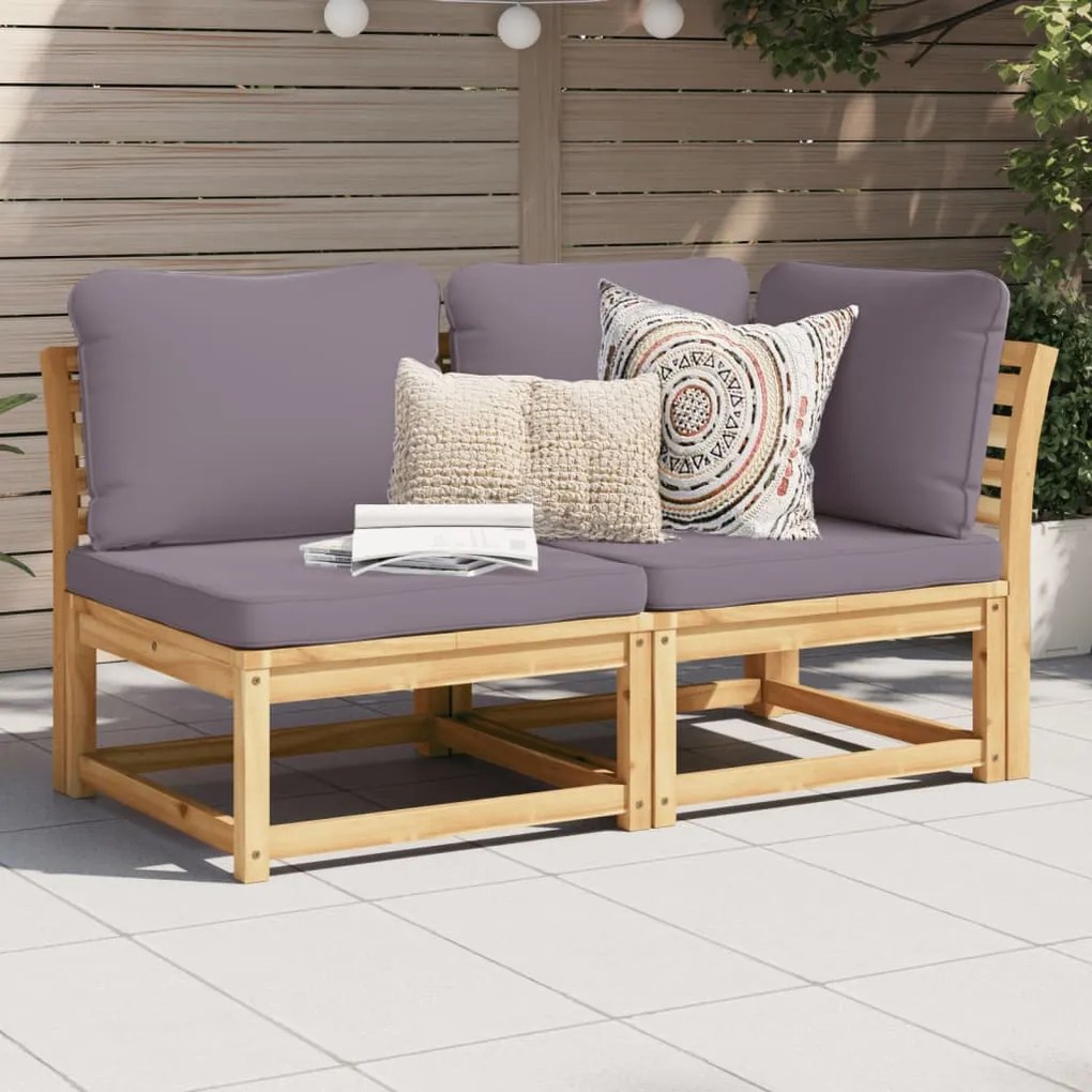 vidaXL 2 pcs conjunto lounge de jardim c/ almofadões acácia maciça