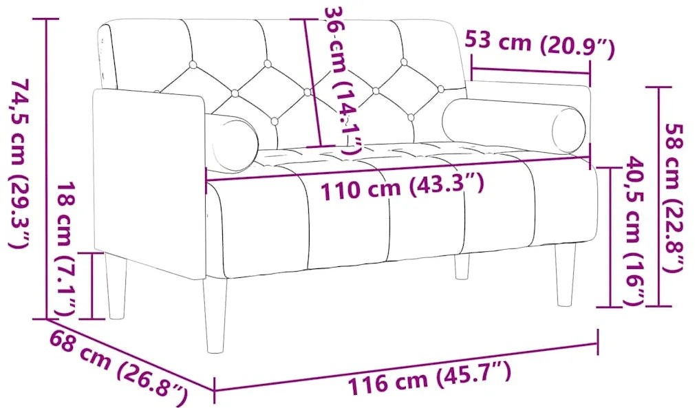 Sofá-luvas com rolos 110 cm veludo cinzento-escuro