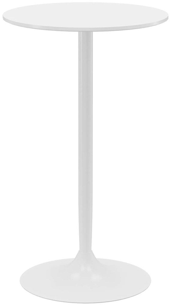 Mesa de Bar Redonda Mesa Alta de Cozinha Moderna com Estrutura de Aço para 2 Pessoas Ø60x102 cm Branca