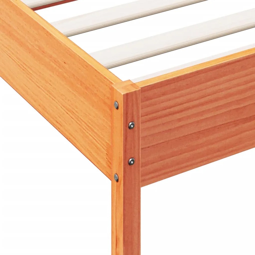 Cama sem colchão 75x190 cm madeira de pinho maciça castanho-mel