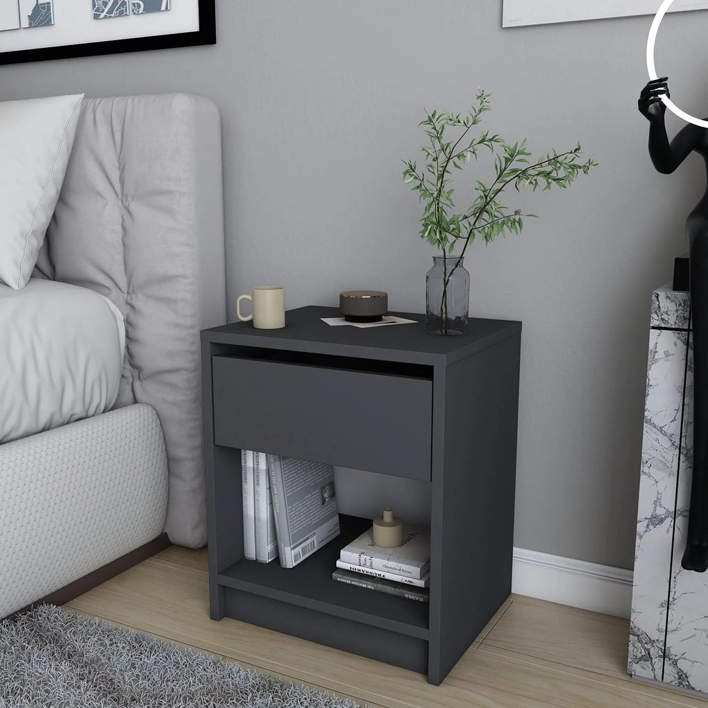 Mesa de Cabeceira Sheridan - Antracite - 44,6x35,9x52,8 cm