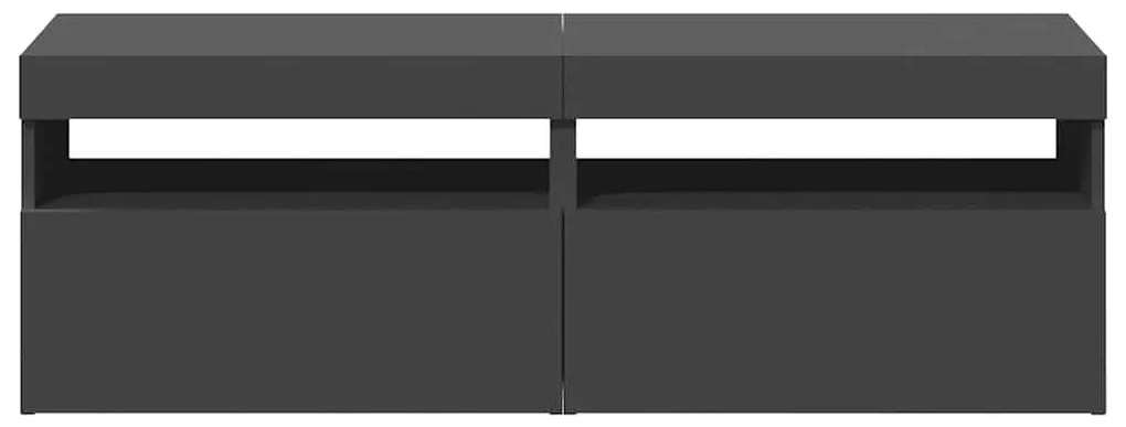 Móveis de TV com luzes LED 2 pcs 60x35x40 cm cinzento