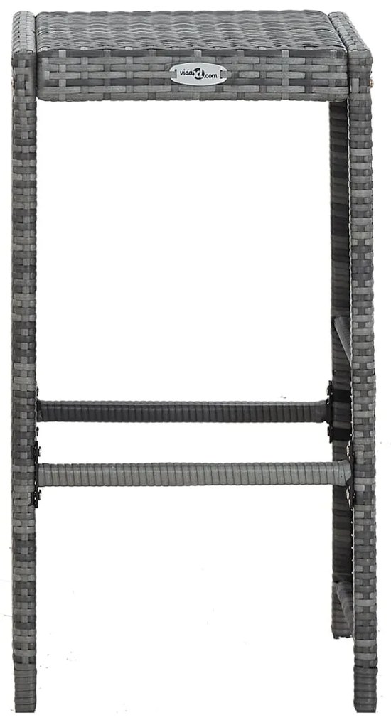 7 pcs conjunto bar para jardim c/ almofadões vime PE cinzento