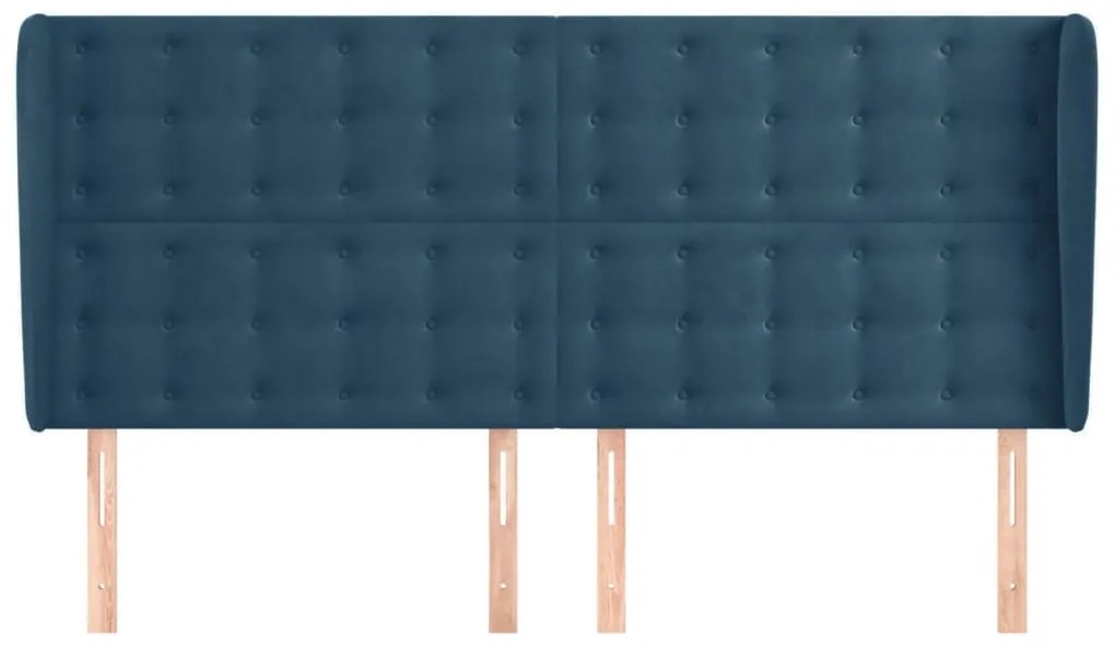Cabeceira cama c/ abas veludo 183x23x118/128 cm azul-escuro
