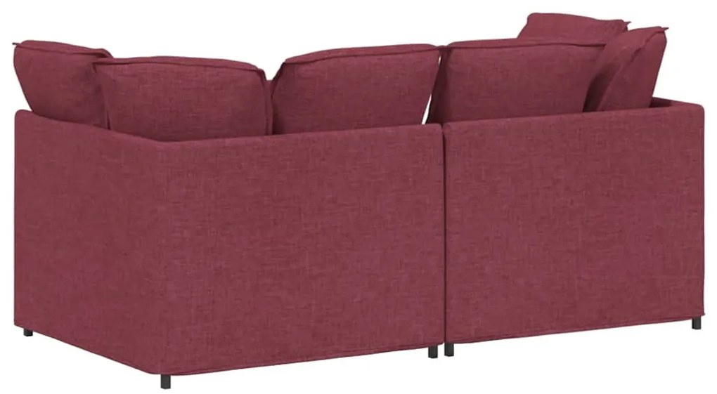 Sofá modular com almofadas tecido vermelho tinto