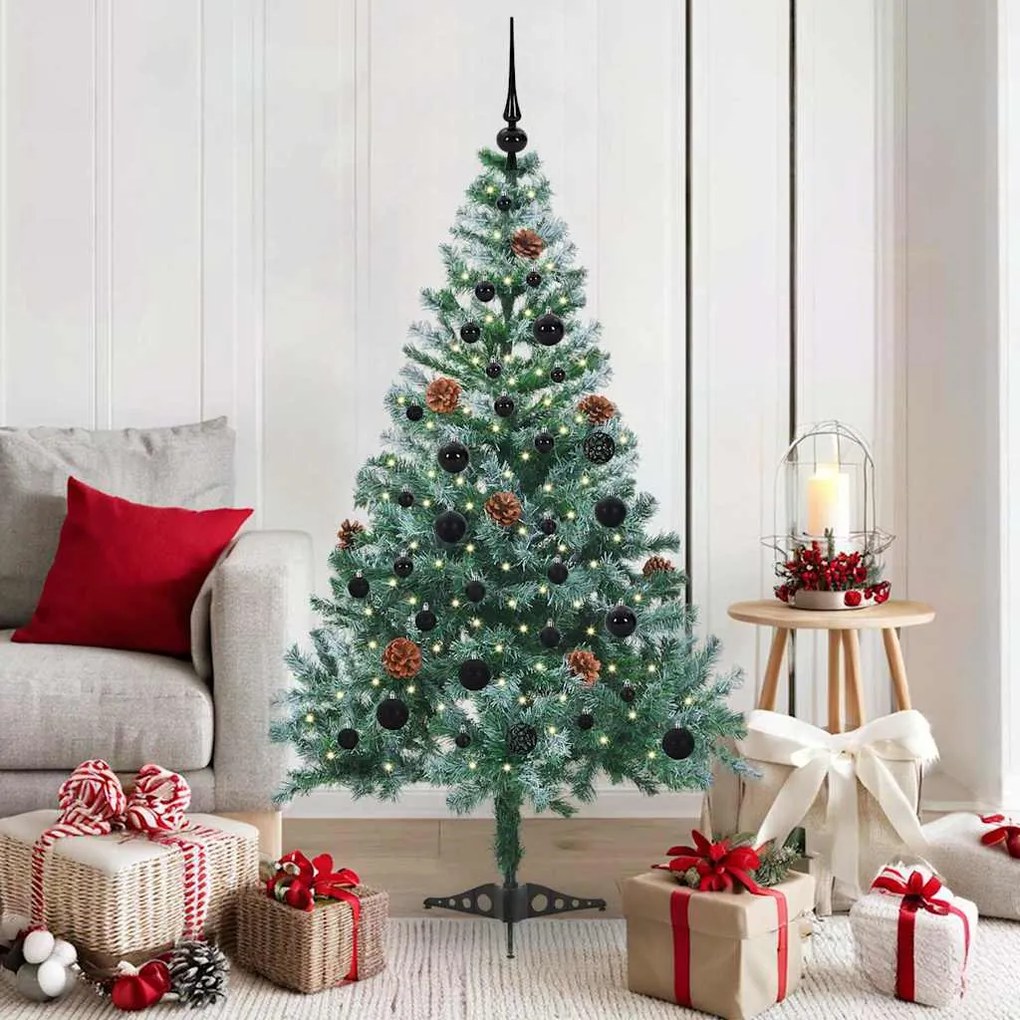 vidaXL Árvore de Natal Artificial com 150 LEDs Verde 150 cm PVC e Aço