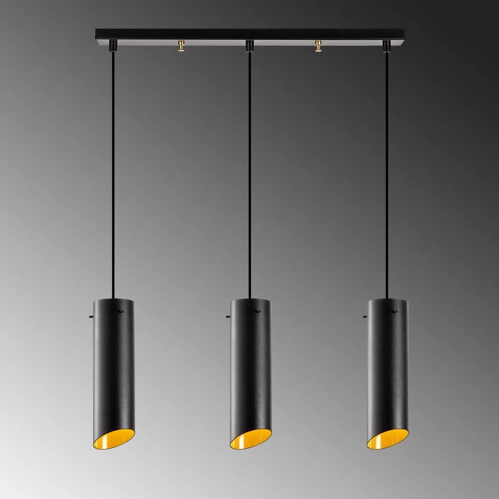 Candeeiro de Teto Sivani – Preto e Amarelo – 60 x 8 cm