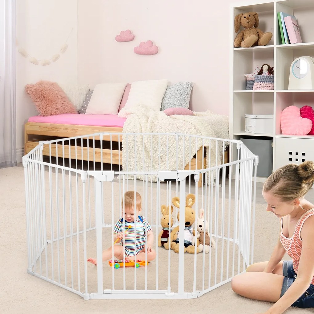 Parque infantil com 8 Painéis Ajustáveis em Vários Formatos Rápido e Fácil de Montar para Crianças Branco 74 x 57 cmco 74 x 57 cm