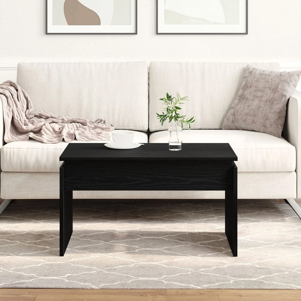 Mesa de Centro vidaXL Preta em Carvalho 68x38x50 cm Madeira Aconstruir