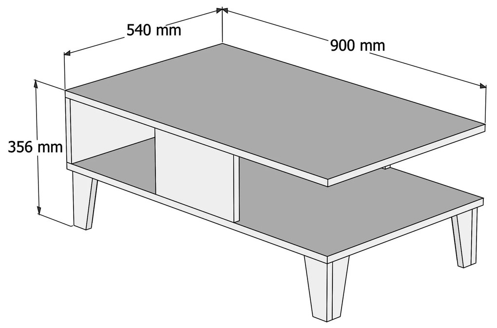 Mesa de Centro SUMER – Carvalho e Branco – 90x35,6x54 cm