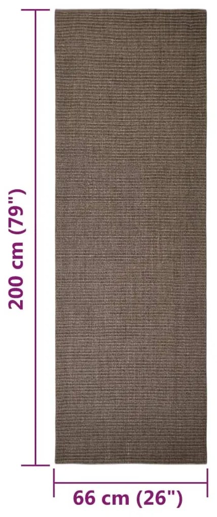 Tapete sisal natural 66x200 cm castanho