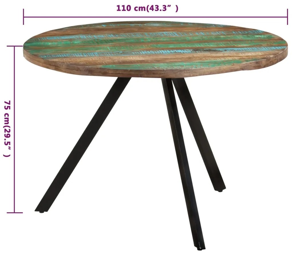 Mesa de jantar 110x75 cm madeira recuperada maciça