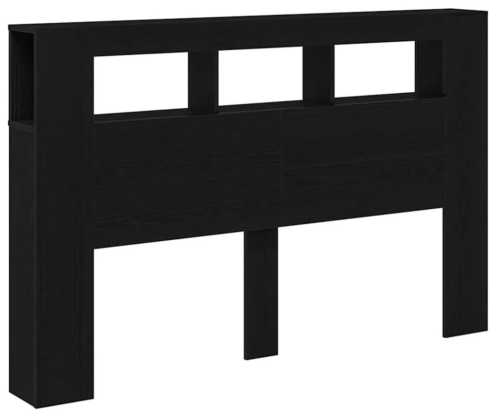 Cabeceira LED vidaXL Carvalho Preto 160x18,5x45 cm Madeira de Engenhar