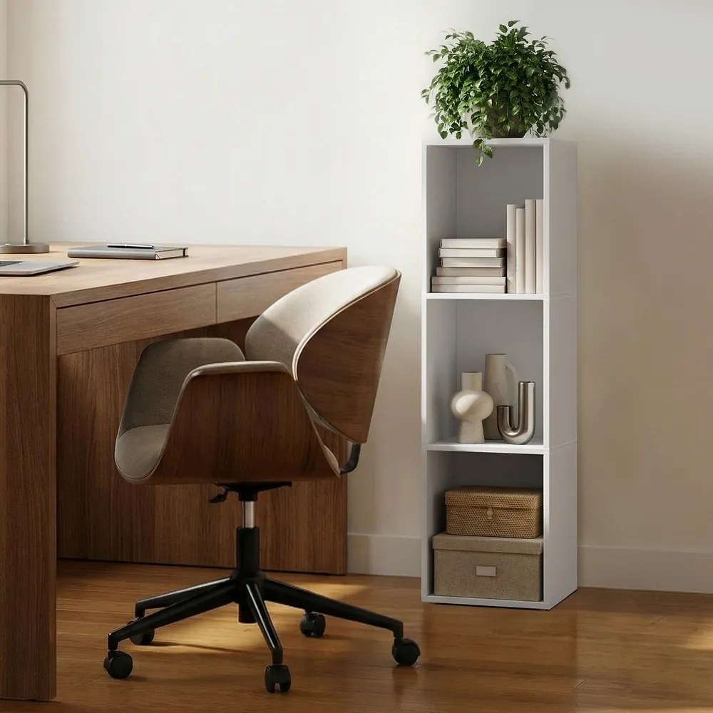 Estante com 3 prateleiras aberta 24 x 20 x 94,8 cm, estante para a sala de estar Branca