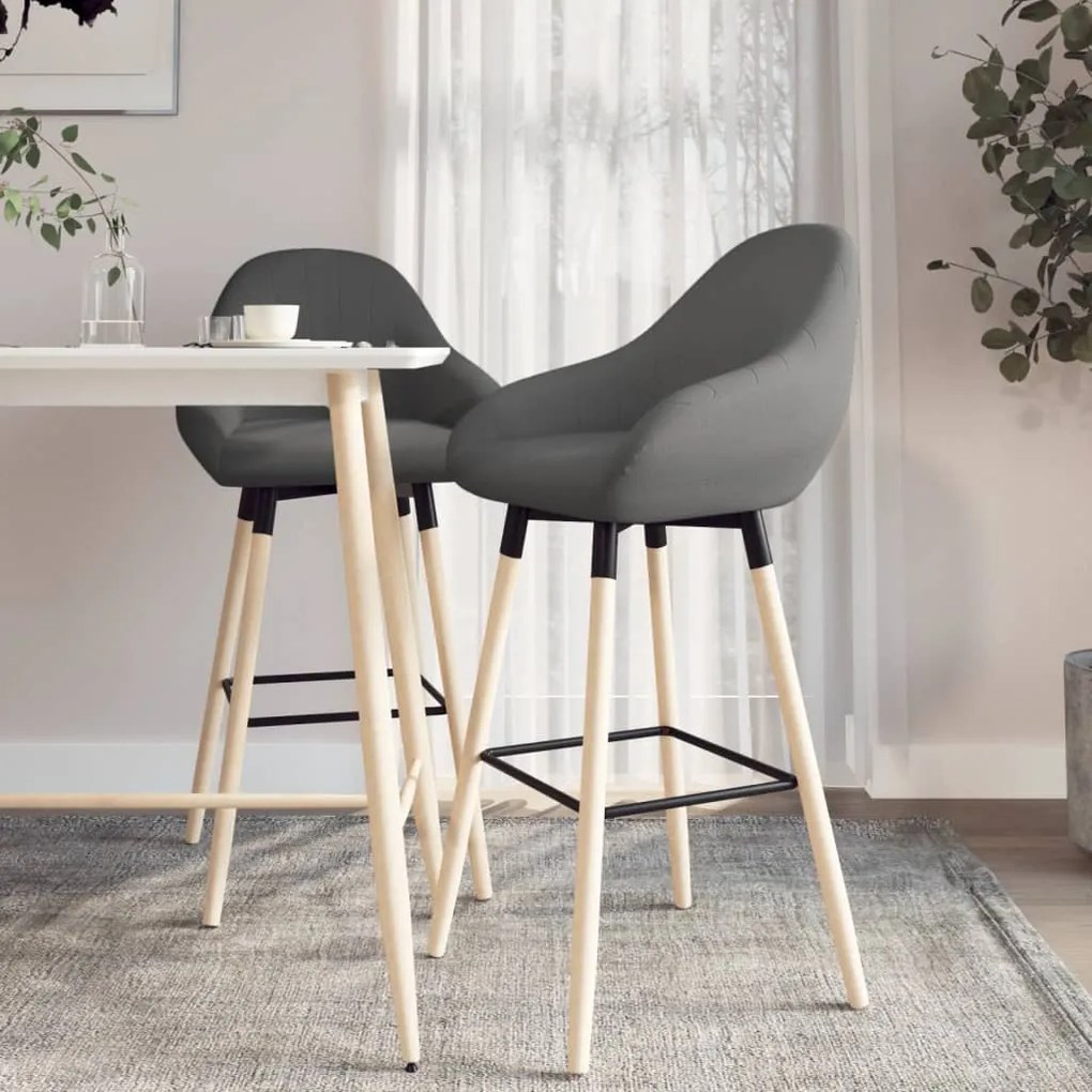 vidaXL Bancos de bar 2 pcs tecido cinzento-escuro