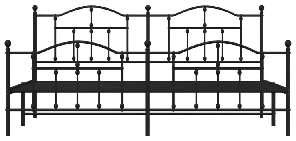 Estrutura de cama com cabeceira e pés 200x200 cm metal preto