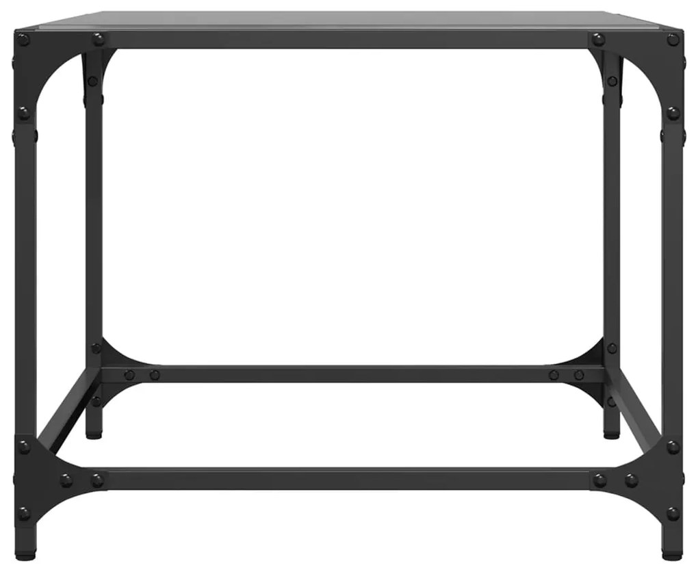 Mesa de centro com topo em vidro preto 50x50x40 cm aço