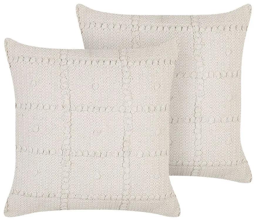 Conjunto de 2 almofadas decorativas em algodão creme 45 x 45 cm IXORA Beliani