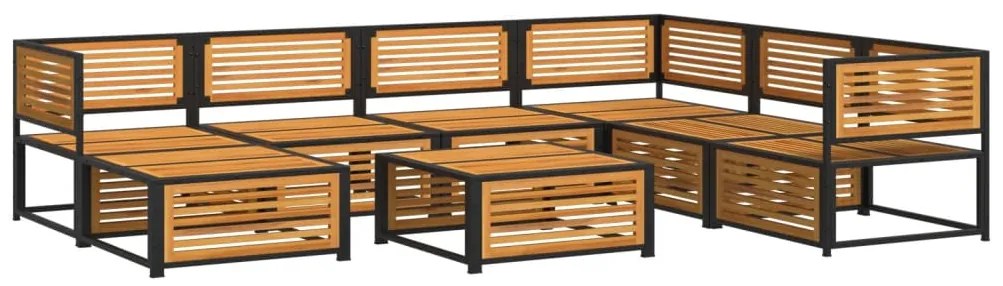 8 pcs conjunto de sofás de jardim com almofadões acácia maciça