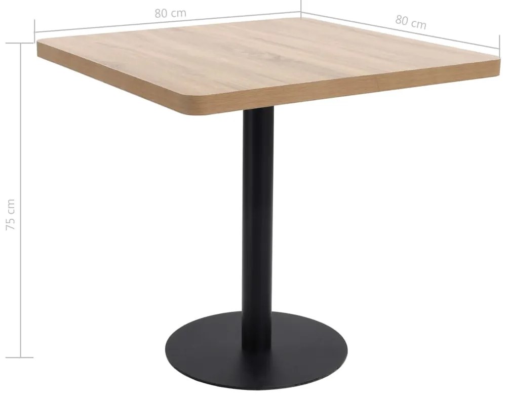 Mesa bistrô 80x80 cm MDF castanho-claro