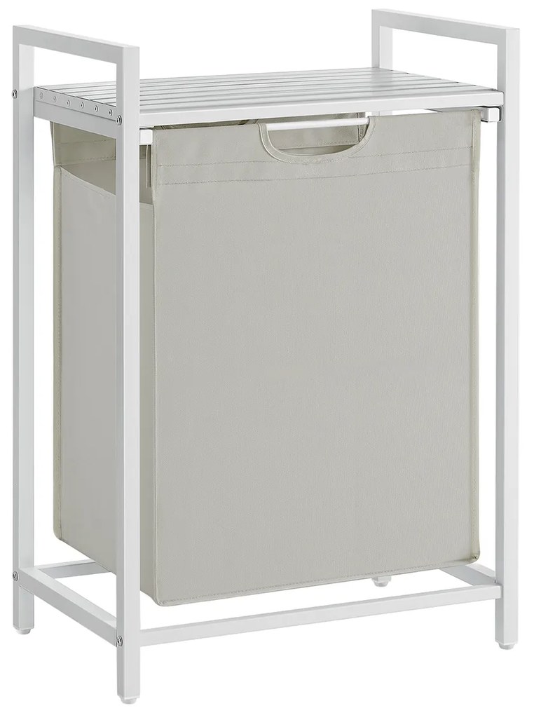 Cesto de roupa suja VASAGLE, cesto de roupa suja, saco de roupa extraível e removível, prateleira, estrutura de metal, 65L, 50 x 33 x 72 cm, branco BLH101W01