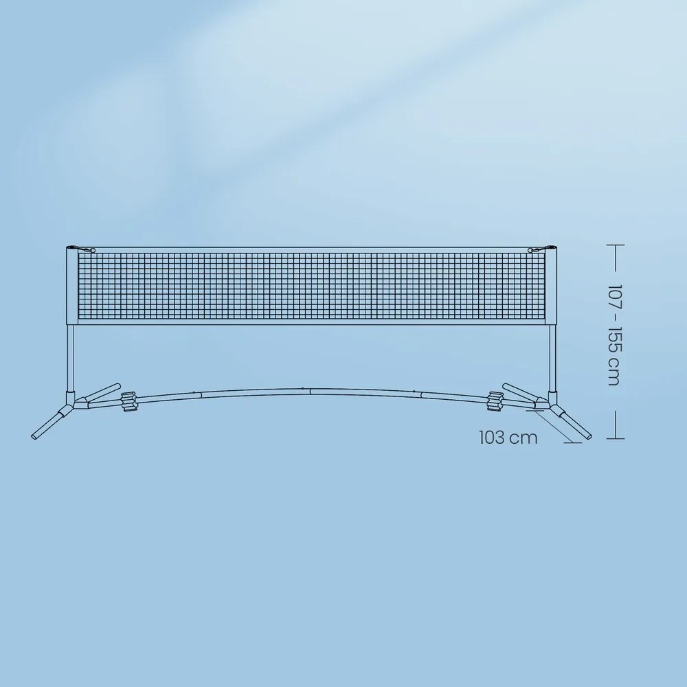 Rede de badminton, voleibol de 300 cm, ajustável em altura azul