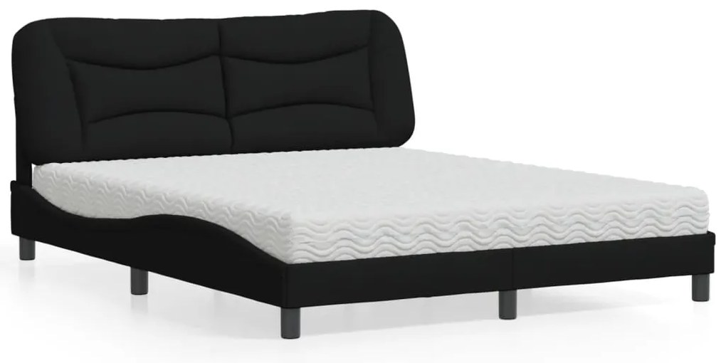 Cama com colchão 160x200 cm tecido preto