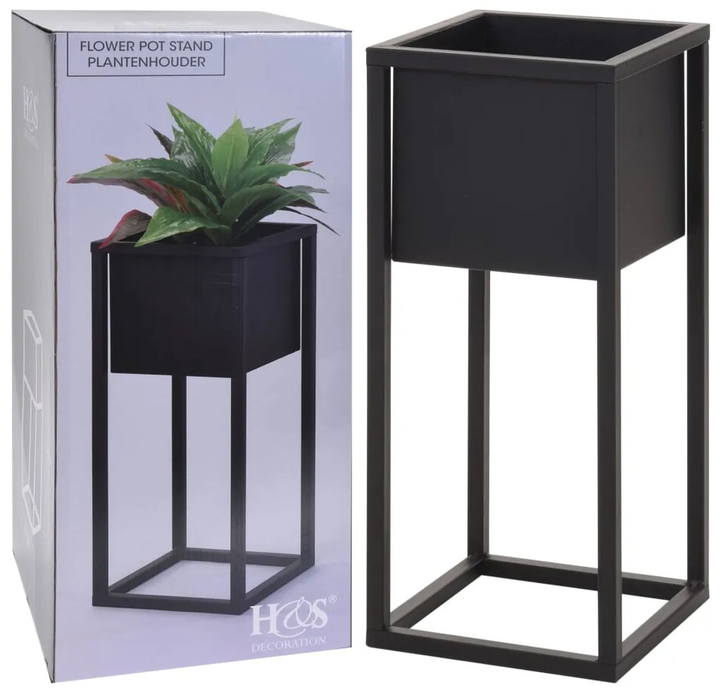 Floreira com suporte de metal 50 cm preto
