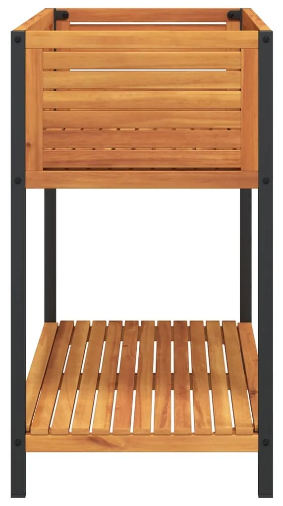 Vaso/floreira de jardim c/ prateleira 110x45x80 cm acácia/aço
