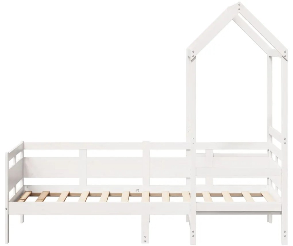 Sofá-cama com telhado 90x200 cm madeira de pinho maciça branco