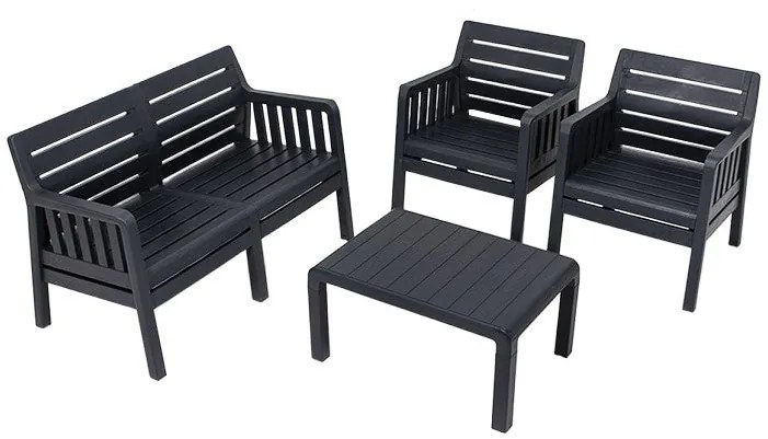 Conjunto de Lounge de Jardim Lara com Sofá, 2 Cadeiras e Mesa – Polipr