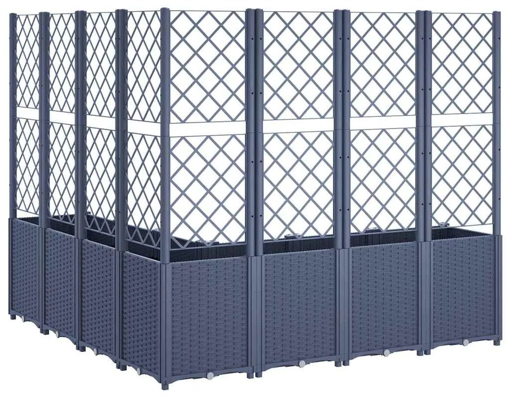 Vaso/floreira de jardim c/ treliça 160x160x140 cm PP cinzento azul
