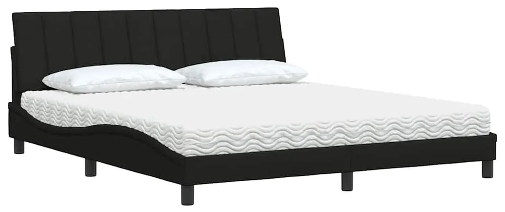 Cama com colchão 180x200 cm tecido preto