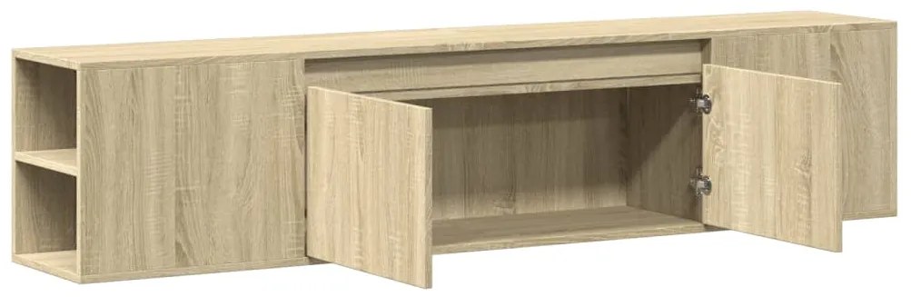 Móvel de parede p/ TV luzes LED 180x31x39,5 cm carvalho sonoma